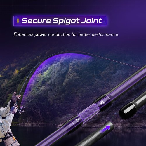 HANDING Magic L Spinning Fishing Rod 7' 2-Piece Spinning Rod Freshwater Medium Power with Fuji Guides 30+24T Carbon Fiber Largemouth Bass Walleye Redfish Snook