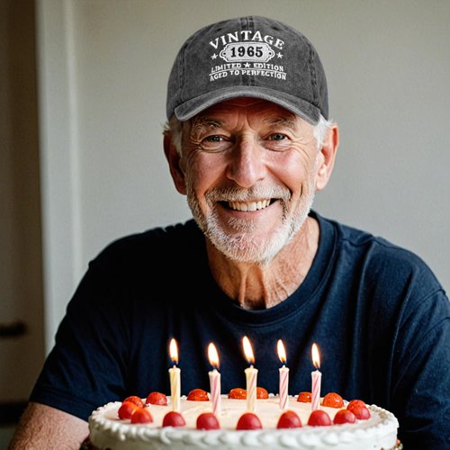 Happy 60th Birthday Gifts for Women Man Vintage 1965 Baseball Cap Funny Gifts Ideas (Black)