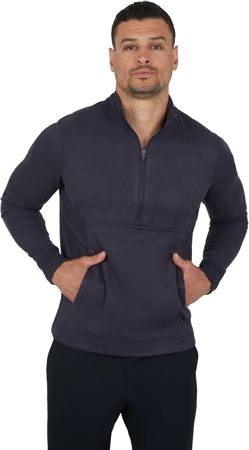 90 Degree By Reflex Soft Half Zip Pullover Long Sleeve Workout Running Shirt for Men
