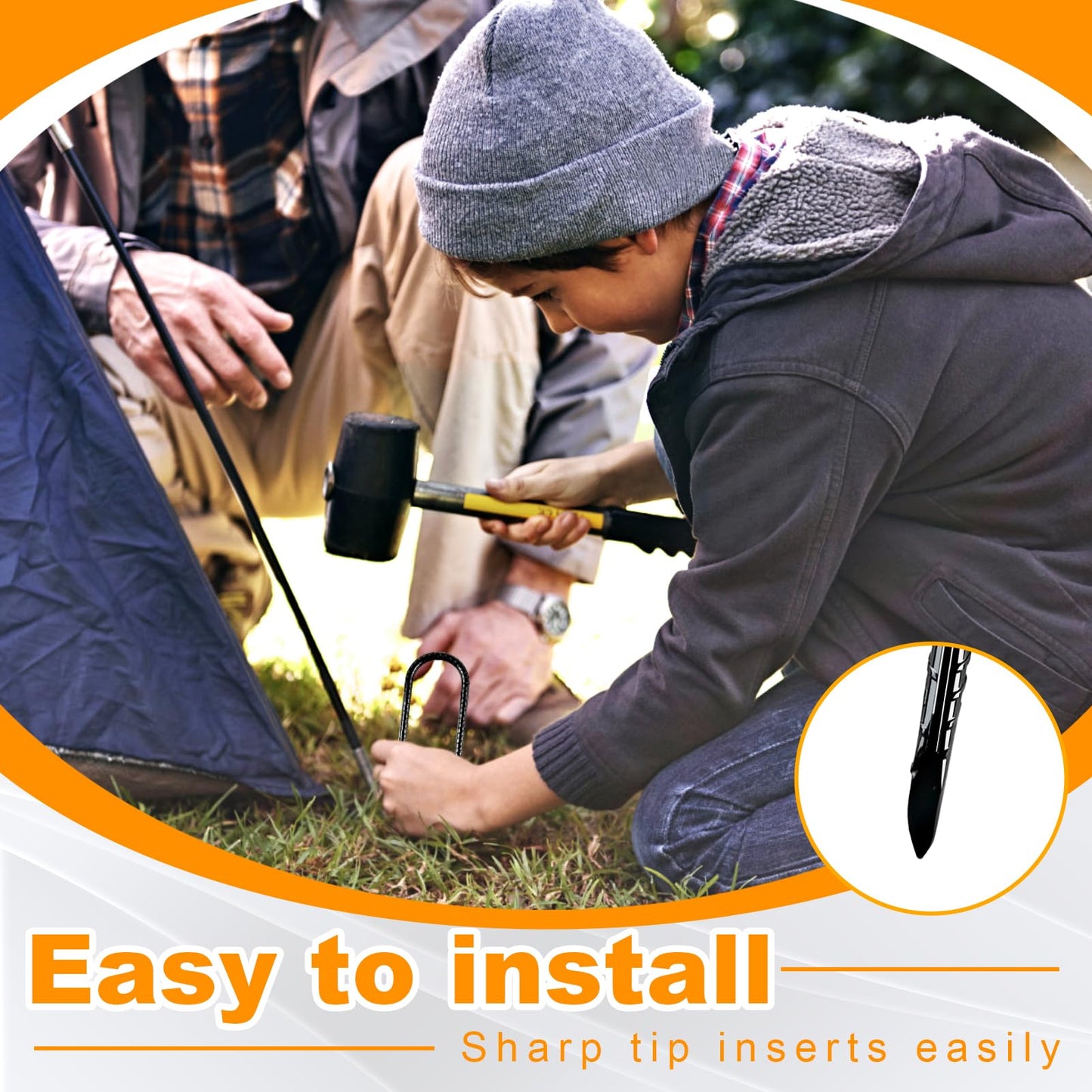 Fabulas Rebar Stakes, 12 Inch 12 Pack Ground Stakes U Hook Heavy Duty Metal Steel Trampoline Anchors with Chisel Point for Trampoline High Wind Chicken Coop Accessories Fence Gardening Tent Dog