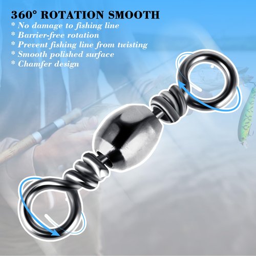 TIESOME 100Pcs Fishing Barrel Swivels, High Strength Carbon Steel Fishing Connector Swivels Freshwater Swivels Steel Hook Line Connector Rolling Fishing Swivels for Freshwater Fishing Accessories(7#)