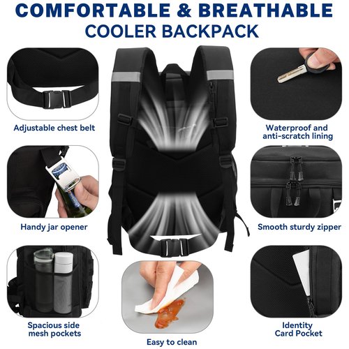 onedayHI Backpack Cooler,45/55 Cans Backpack Coolers Insulated Leak Proof for Men Women,43L Soft Lightweight Travel Cooler Lunch Box Backpack for Hiking,Camping,Beach
