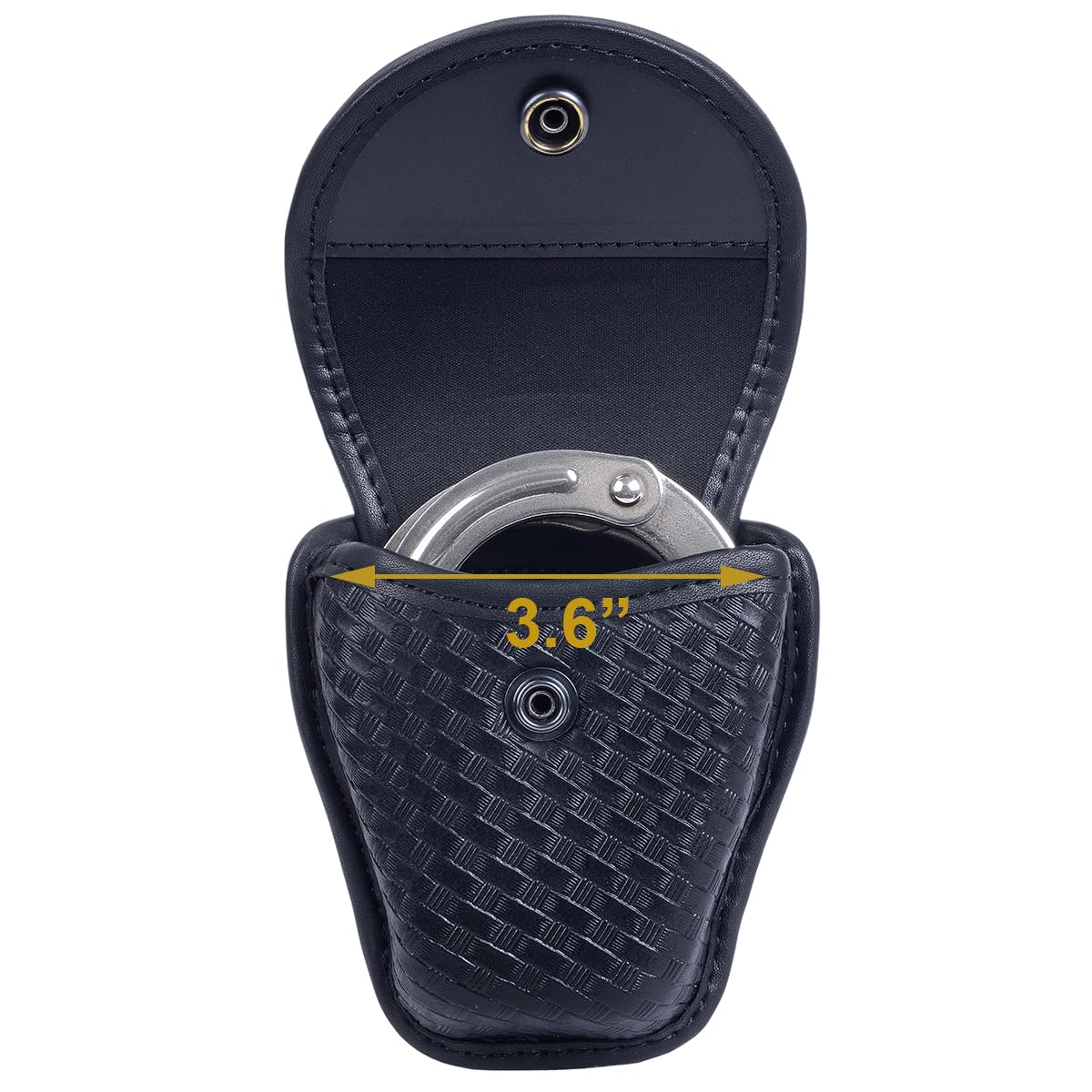 TAFTACFR Molded Single Handcuff Pouch Case Holder for Duty Belt, Law Enforcement With Removable Top Cover and Hidden Snap, Basketweave