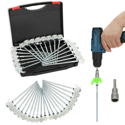 20 Pack 8" Heavy Duty Tent Stakes Screws- Glow in The Dark Metal Tent Stakes-Drill in Style Ground Anchor Screw in Pegs for Camping Patio Garden Awning Canopy Grassland, Comes with Hexagon Head Drive