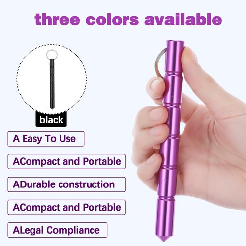 oruola 3 Pack Safety Keychain Set for Women, Portable Metal Keychain, Aluminum Keychains, Gift Keychains for Women Men(Purple, Blue, Black)