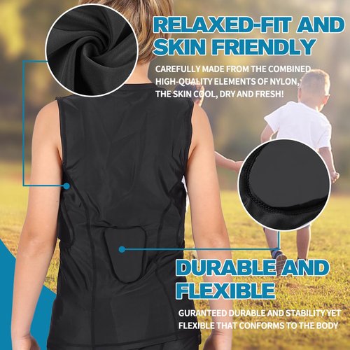 Dialudon Youth Padded Compression Vest Baseball Chest Protector Vest 4-Pads for Paintball Baseball Football Basketball Lacrosse