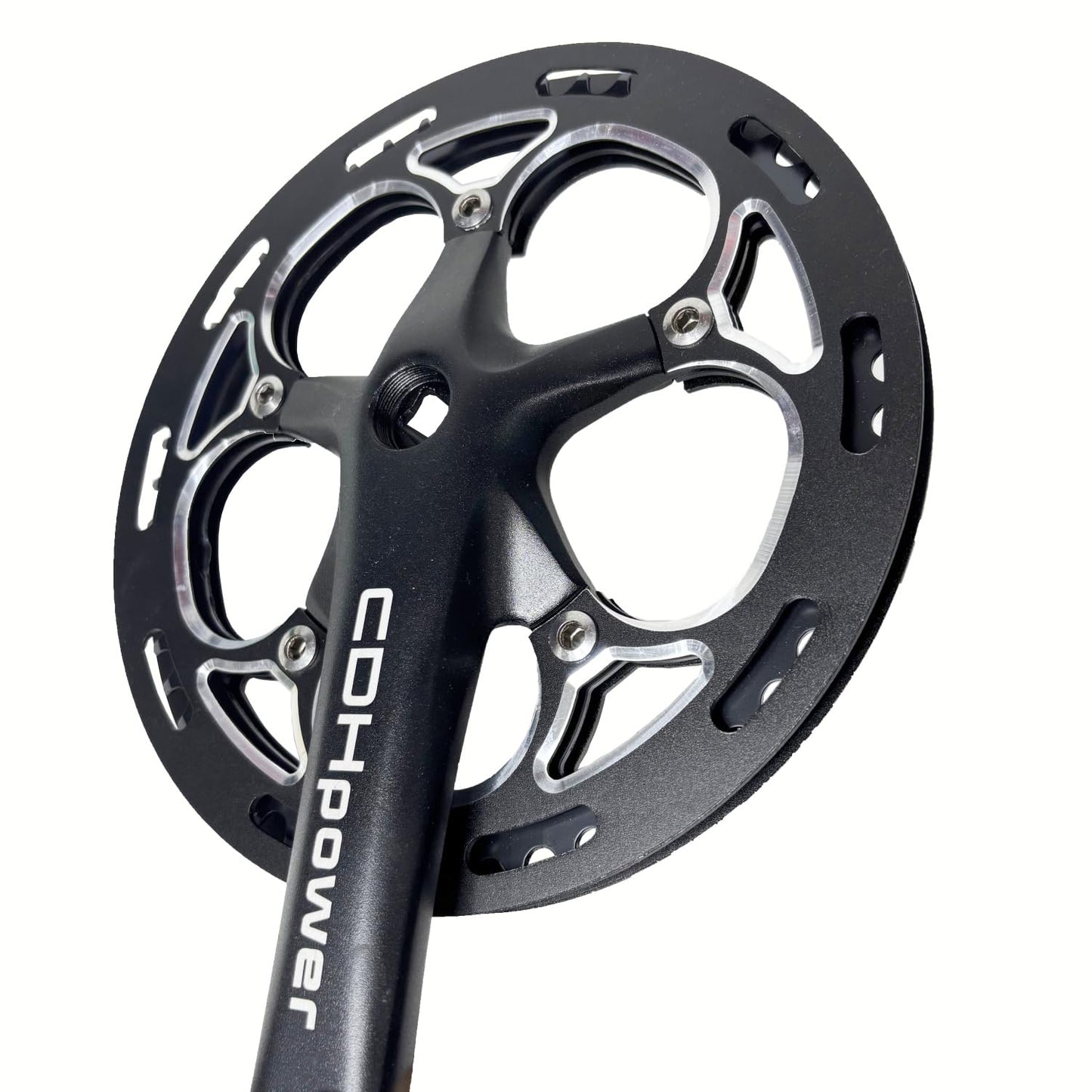 AUTES Single Speed Bike Crankset 52T/170mm/130mmBCD Alum Double Chainring Guard Square Hole Crank Arm Set for City Bike/Electric Bike/Road Bikes/MTB/Folding Bicycle