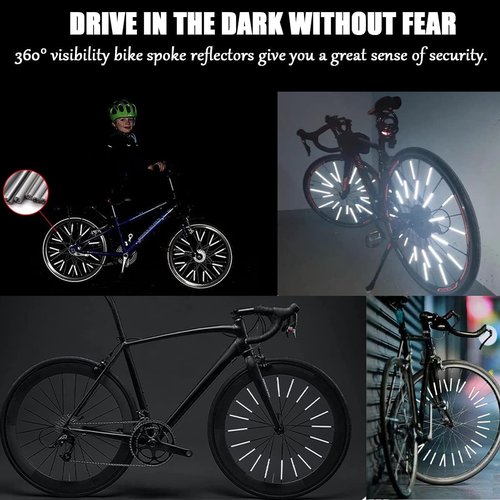 Hsathoac 36 Pcs Spoke Reflectors for Bicycles, 360° Visibility Bike Spoke Reflectors, Bike Wheel Reflector Tube, Bike Spoke Skins, Waterproof Warning Spoke Lights Covers for Night Cycling Riding