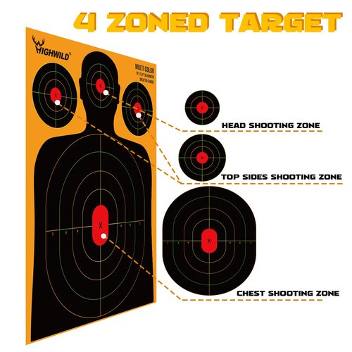 Highwild Silhouette Splatter Paper Targets - Splash Effect of Multiple Colors - 18x24 Inch (25 Pack)