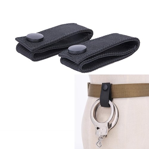 Handcuff Strap Holder 2Pcs Handcuff Belt Straps Single Snap Nylon Hand CuffBelt Keeper Chain HandcuffHolder Strap Belt Clip Quick Release Hook 2.25" Tactical Cuffs Carrier for Duty Belts