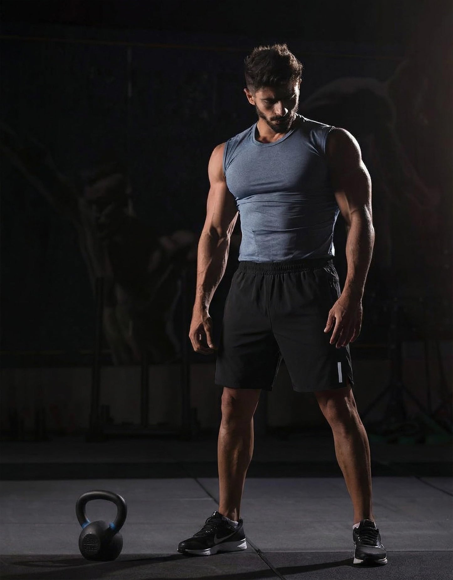 COOFANDY Mens Workout Athletic Shorts 7 inch Inseam Quick Dry Hiking Shorts Men Lightweight Sports Gym Shorts Running Black