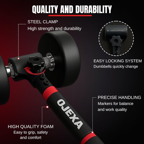 OJEXA Dumbbell Converter to Barbell Set - Adjustable weights & Up to 200 lb Capacity Weight Barbell - Steel Clamp - Barbell Dumbbells Converter for Home Gym - Weight Lifting for full Body Workouts