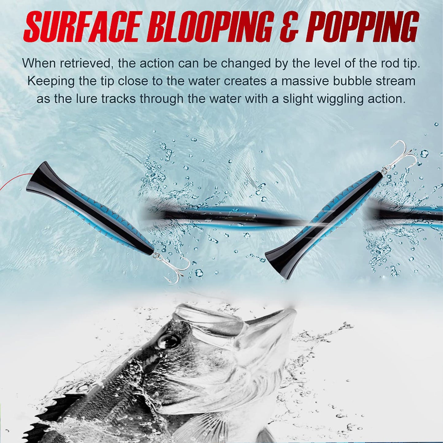 JAZALIC Topwater Popper Lure, 13cm White, 1pc, GT, Tuna, Steel with Lead Weight, Trigon Hook