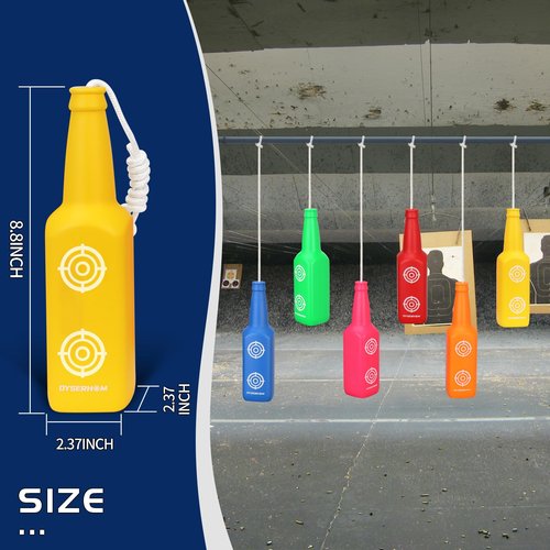 OYSERHOM OPS Reactive Shooting Targets Shatterproof Plastic Bottle for Small Caliber, Indoor and Outdoor Range Shooting Targets, Bright Colors with Hanging Rope, Target Practice, 6 Pack