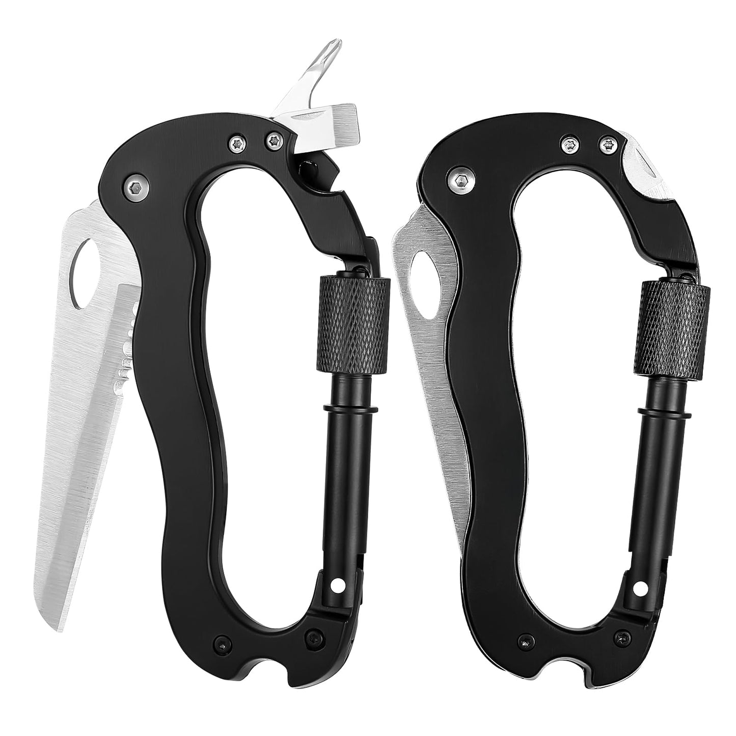Multitool Keychain Carabiner Clips - Durable,Lightweight Aluminum Alloy Locking Carabiner for Hiking, Camping, Keychains, Dog Leashes, Hammocks,Multi Tool EDC Gear with Bottle Opener
