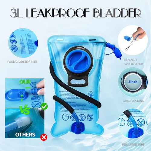 CITCAR Hydration Pack, Water Backpack with 3L Hydration Bladder Lightweight Insulation, Festival Essential, Rave Hydration Backpack, Hydropack Backpack for Rave, Hiking, Biking, Running, Festival Gear