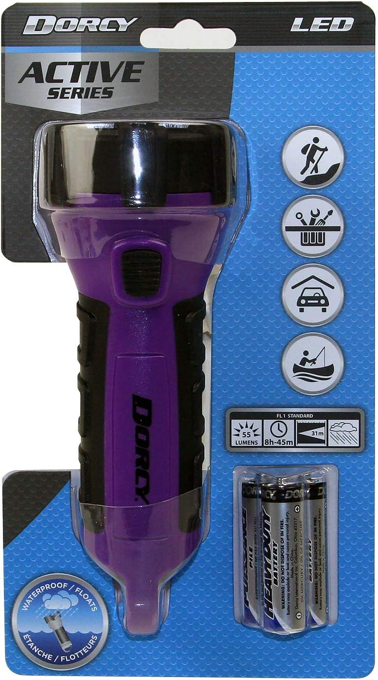 Dorcy 55 Lumen Floating Water Resistant LED Flashlight with Carabineer Clip, Pink ( 41-2509)