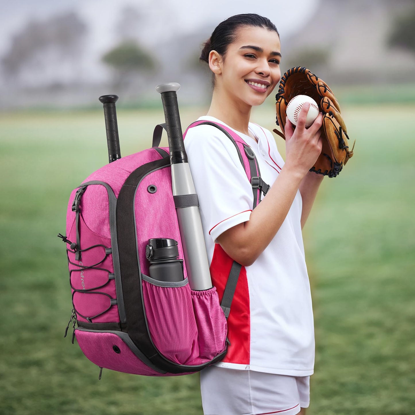 G4Free Baseball Bag for Youth Adults, Softball Backpack with Shoe Compartment, Large Bat Backpack with Fence Hook, Lightweight T-ball Gear Bag