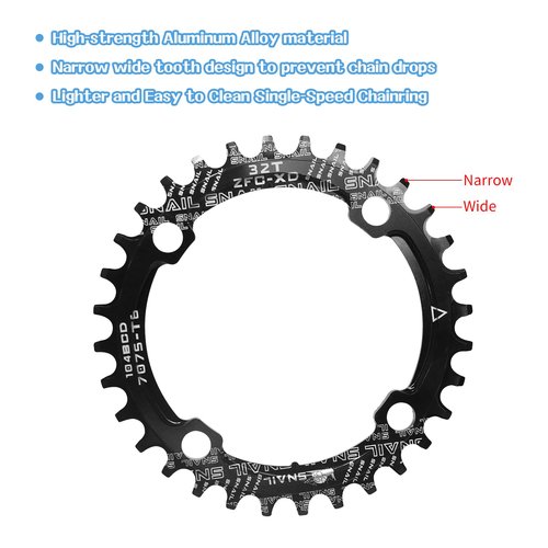 ZTZ 170mm Mountain Bike Crankset - Hollow Integrated MTB Crankset with 104 BCD 32/34/36/38T Narrow Wide Single Speed Chainring - Durable Aluminum Alloy Bike Crank Set with Bottom Bracket （38T）