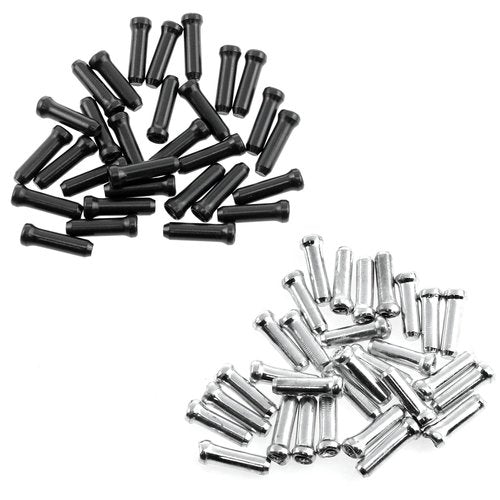 VAKTOK-60pcs Bike Brake Cable End Caps Bike Brake Cable Accessories For road mountain biking(Black 30pcs + Silver 30pcs)