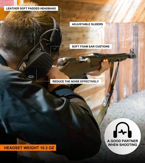Hocazor Upgrade Bluetooth 5.4 Shooting Ear Protection with Sound Amplify Electronic Digital Safety Ear Muffs Slim Hearing Protector for Shooting Hunting Gun Range (Black)
