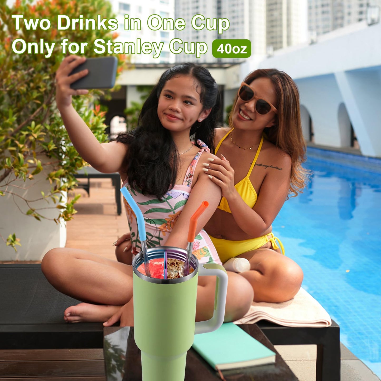 9 Pcs Cup Divider for Stanley, Reusable Stanley Cup Splitter，2 in 1 Drink Separator Silicone Liner Suitable for Stanley Cup 40 oz, Perfect for Office, Party, Cinema and Outdoor Picnic(Blue+Purple)