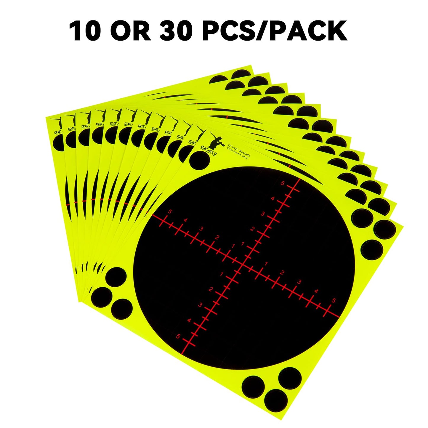 GearOZ Sight in Splatter Target 12'' Self Adhesive Recticle Shooting Targets for Shooting Range & Zeoring Scope, Instant Yellow Impact for BB Gun, Pellet Gun, Airsoft, Rifle Shooting Practice, 10PCS