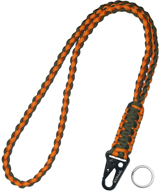 KUDAAL Paracord Lanyard Keychain (Orange, Green) - Heavy Duty for Outdoor Enthusiasts, Everyday Users