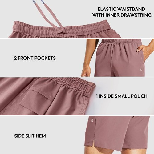 Haimont Men's 5 inch Running Shorts Lightweight Quick Dry Workout Shorts Pocket for Athletic Gym Exercise Plum, M