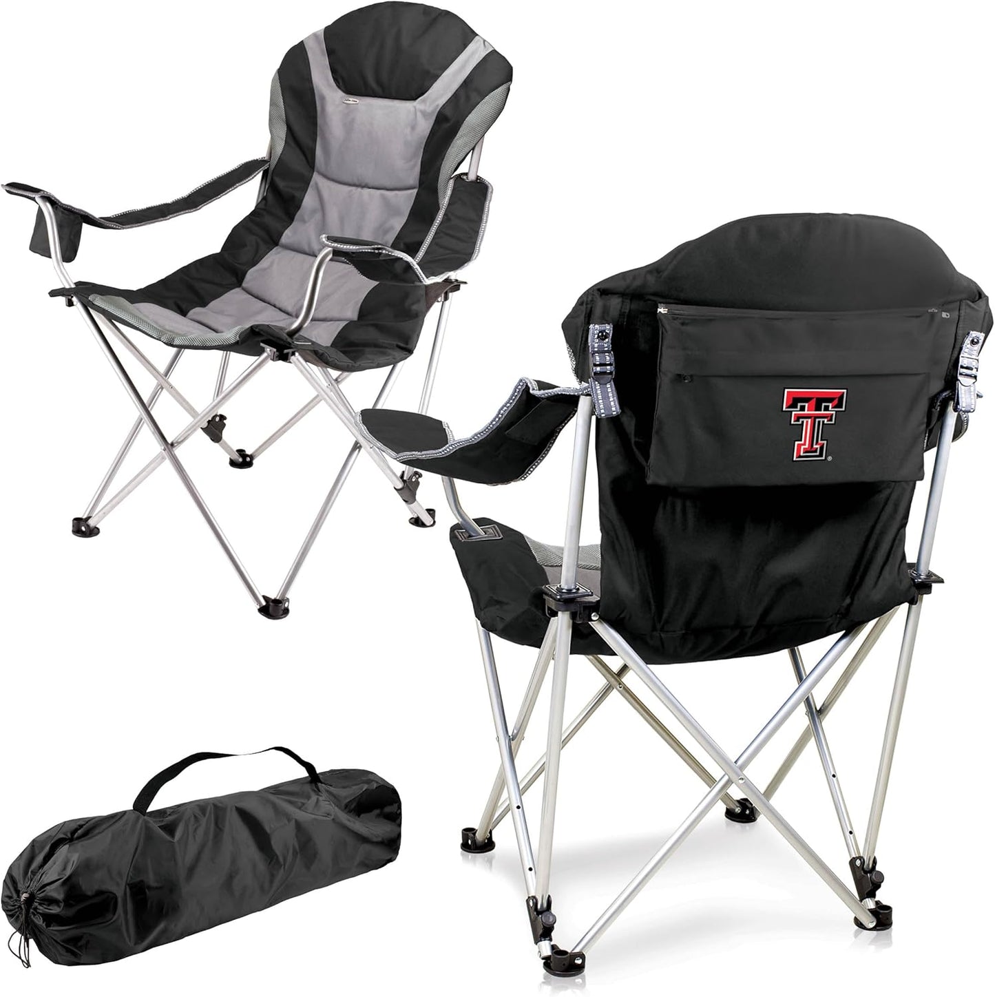 PICNIC TIME NCAA Arkansas Razorbacks Reclining Camp Chair - Beach Chair for Adults - Sports Chair with Carry Bag
