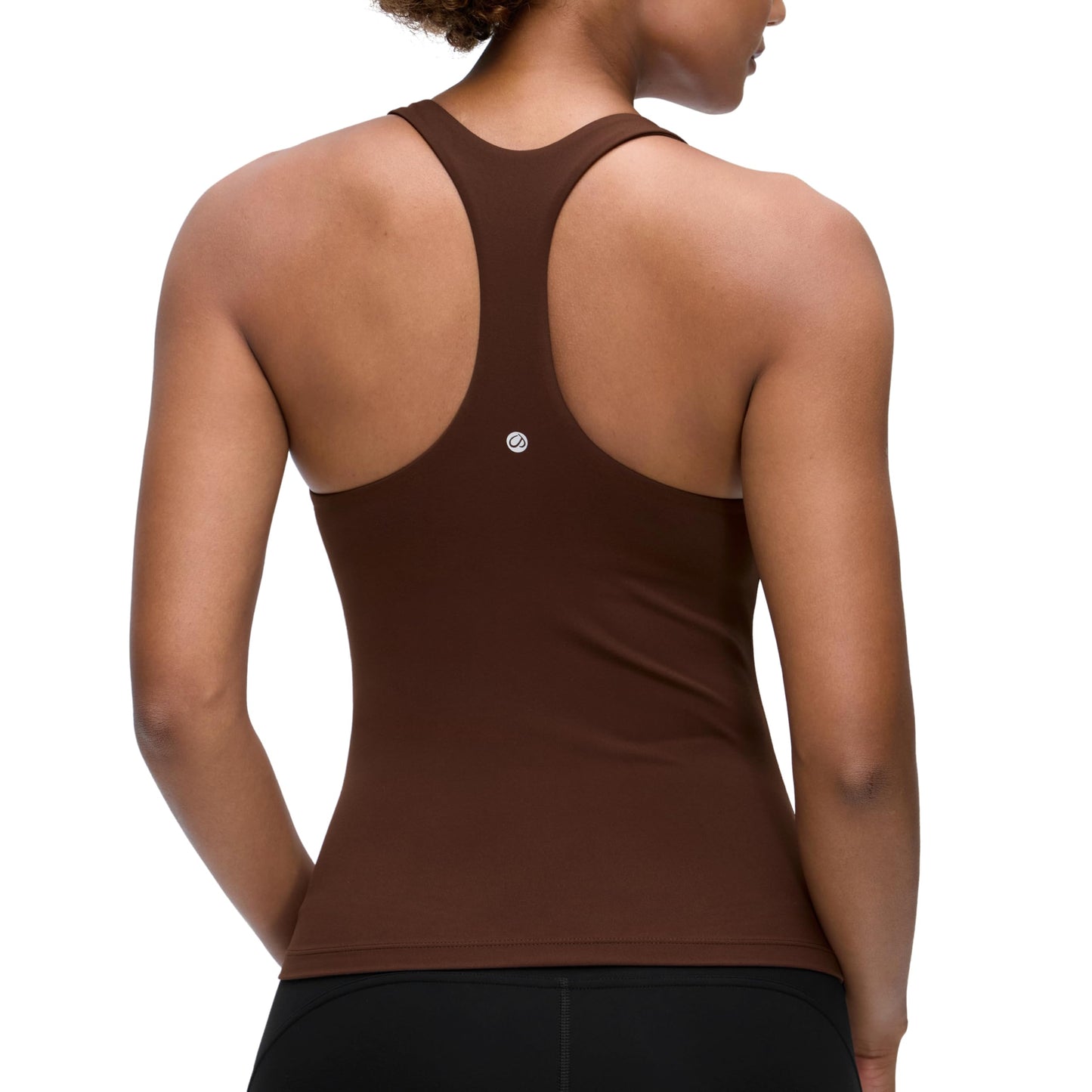 CRZ YOGA Butterluxe Workout Racerback Tank Tops for Women - Padded Athletic Spandex Yoga Shirts with Built in Bra Lava Brown Small