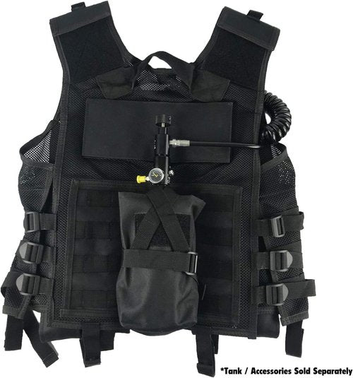 Maddog Tactical Paintball Battle Vest Pod and Tank Holder Walk on Scenario and Woodsball Games - Black