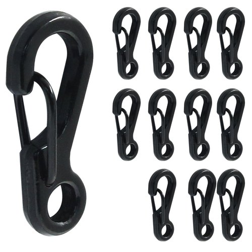 Coufce 12 Pcs Mini Carabiner Clip Black, Metal Tiny Carabiner Paracord Hanging Clips for Backpacks, Camera Straps, Flashlights, Key Chains, Essential Outdoor Camping Accessories