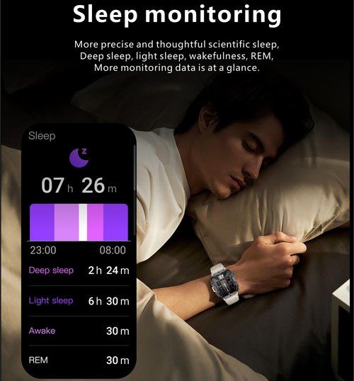 Military Smart Watch Answer Make Calls Smartwatch Compatible iPhone Android Phones 1.96" Fitness Tracker Heart Rate Monitor Sleep Monitor Pedometer