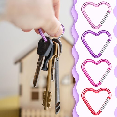 Shimeyao 40 Pcs Heart Keychain Clips Bulk, Aluminum Alloy Snap Heart Shaped Clips for Keys Backpack Outdoor Camping Hammock Dog Leash Water Bottles Holder Traveling Gifts