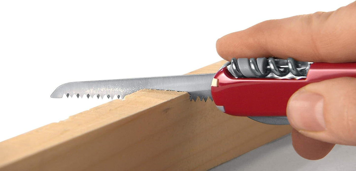 Victorinox Huntsman Swiss Army Knife, 15 Functions, Swiss Made Pocket Knife with Large Blade, Screwdriver, Scissors and Wood Saw - Red