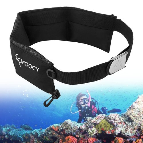MOPHOEXII 4 Pocket Zippered Scuba Weight Belt-Diving Weight Belt with Release Buckle-fit for Waist 30" to 50"