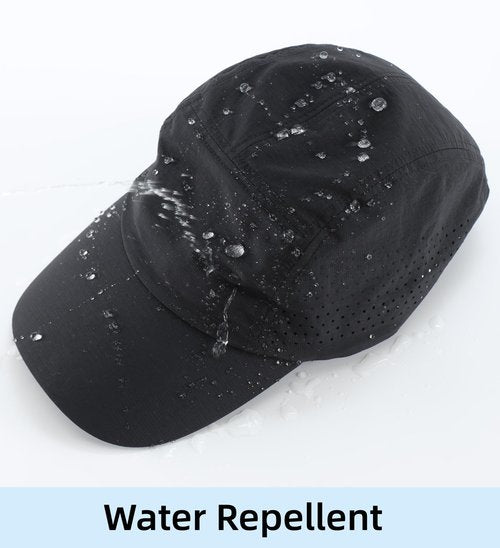 Connectyle Mens Performance Running Hat Lightweight Quick Dry Outdoor Sport Cap UPF 50+ Breathable Athletic Fitted Cap Black