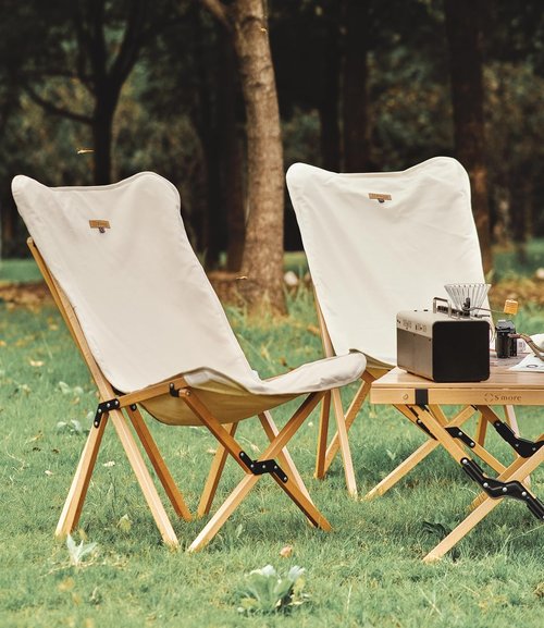 S'more Outdoor Camping Butterfly Chair - Folding Beach & Reclining Chair for Camping, Picnic, Beach, Hiking, Travel - Easy Setup, Black
