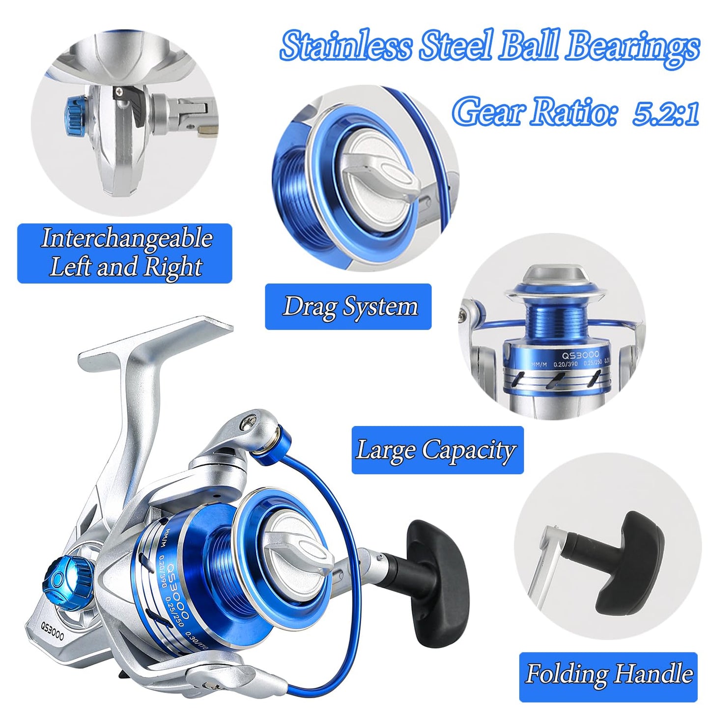 Fishing Pole Combo, 6.9ft 2Pcs Telescopic Rods Set, Collapsible Carbon Fiber Fishing Rods, 2PCS Spinning Reel Set with Carrier Bag Freshwater Fishing Rod and Reel Combos Kits(Blue and Purple)