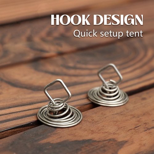 MOROBOR Black Deck Anchor Pegs, 10 PCS Windproof Aluminium Alloy Fish Bone Tent Stakes with Spring Buckle Portable Adjustable Octopus Wind Rope Anchor for Outdoor Camping(Square Top)