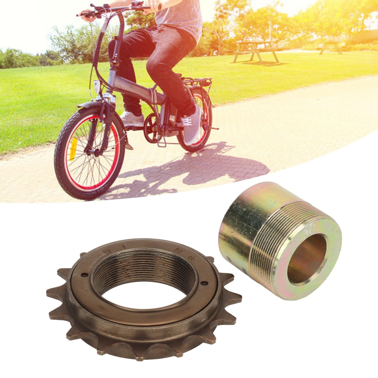 Freewheel Adapter Kit, 16T Freewheel with 20mm Adapter, 20mm Freewheel Adapter Replacement for Electric Tricycles Motorcycles Karts, High Strength Iron