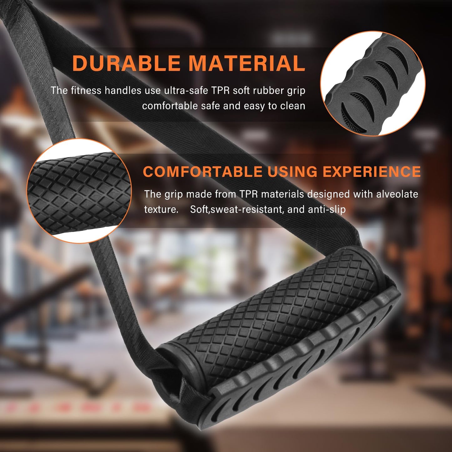 5-Way Hand-Grip/Ankle Cuffs Gym Handles Replacement for Bowflex Gym Fitness Handle,Resistance Bands Handles with Solid ABS Core Grips Fitness Strap Stirrup Handle Cable Attachment Silicon Grip, Black