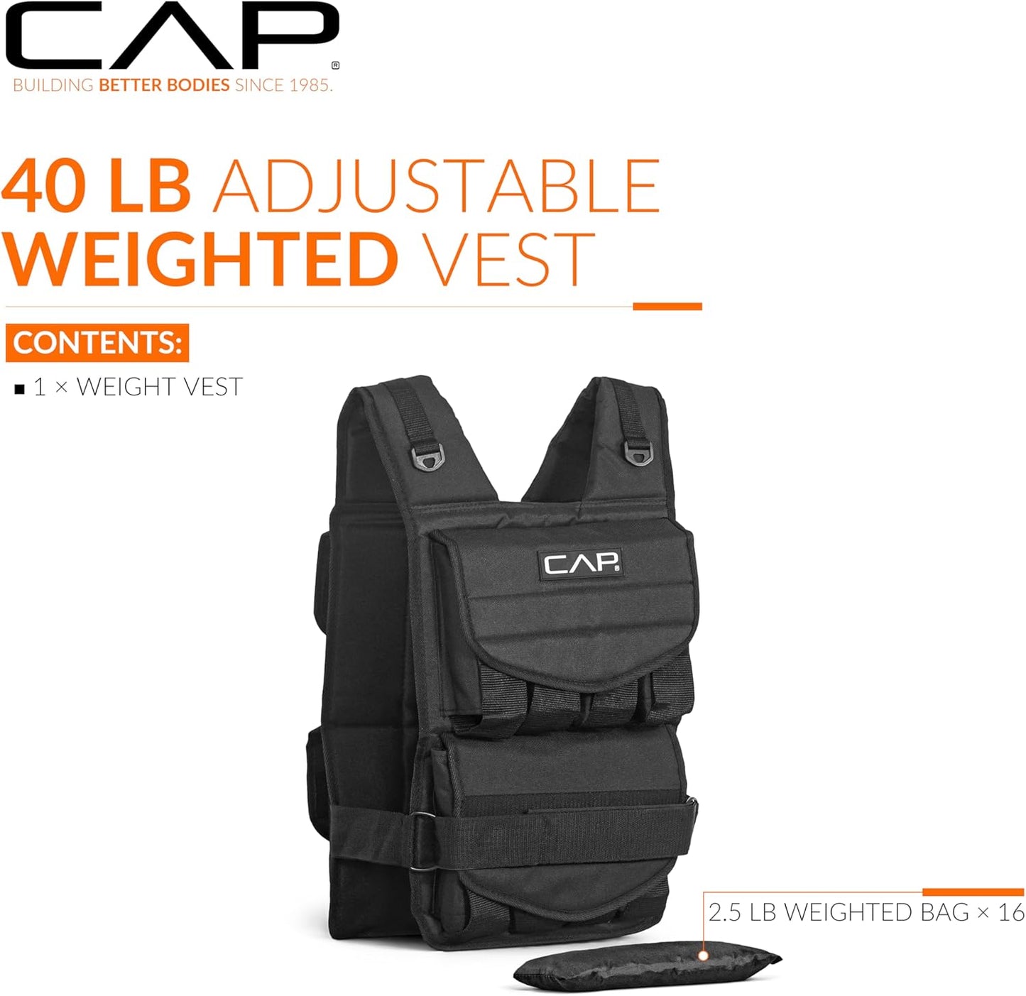 Adjustable Weighted Vest by CAP Barbell | Custom Fit for Enhanced Workouts