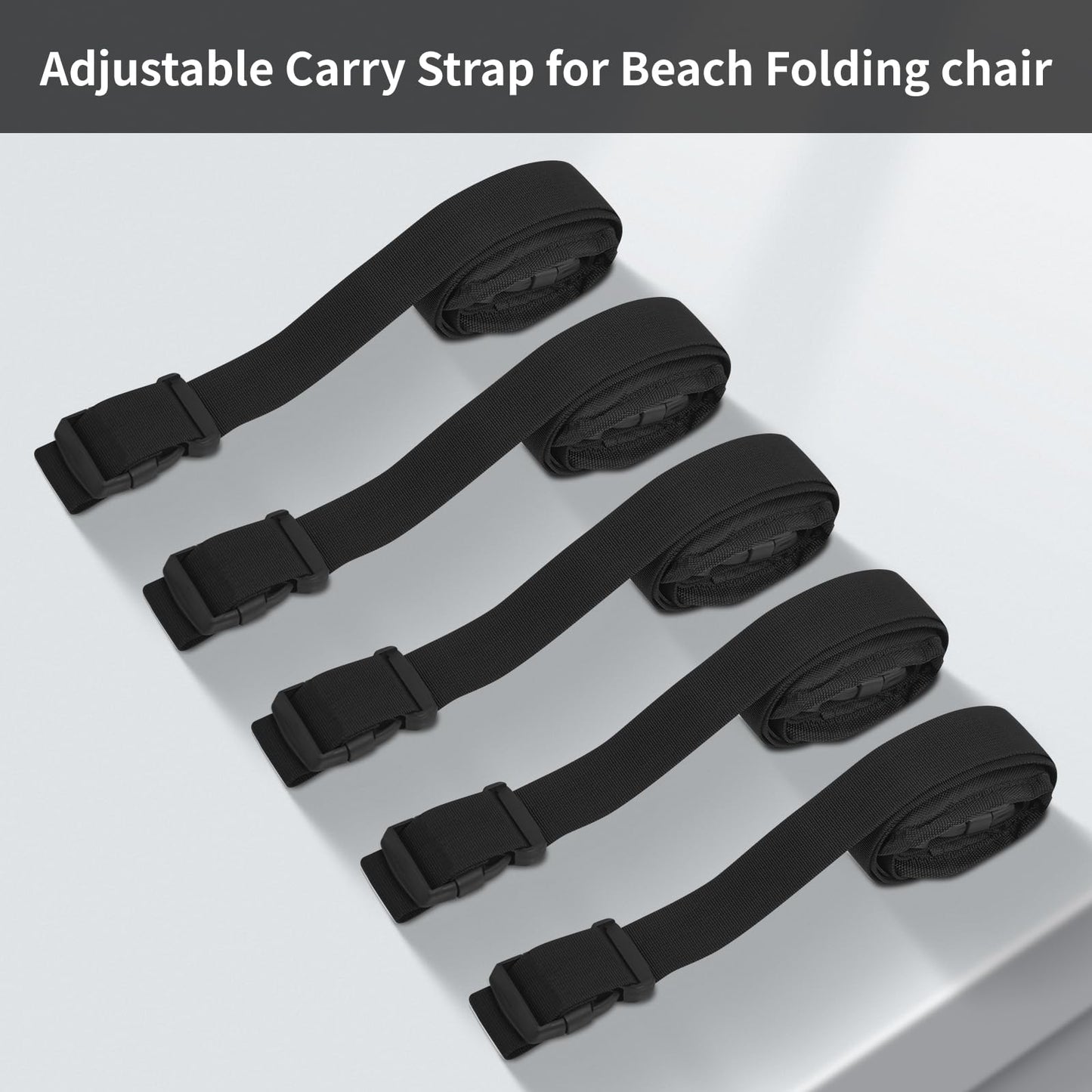 5 Pack Adjustable and Sturdy Carry Strap for Beach Chair - Ideal for Camping and Outdoor Activities