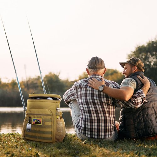 TACTICISM Backpack Cooler 25L - Tactical Lunch Backpack for Men Work - Molle Soft Cooler Backpack Insulated Waterproof Leak Proof as Gift for Hiking Picnic Beach Accessories, Brown-2-TBF001