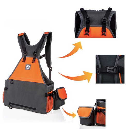 TKLoop Upland Hunting Vest - Adjustable Strap, Lightweight, with Game Pouch and Pockets for Pheasant & Bird Hunting - Grey