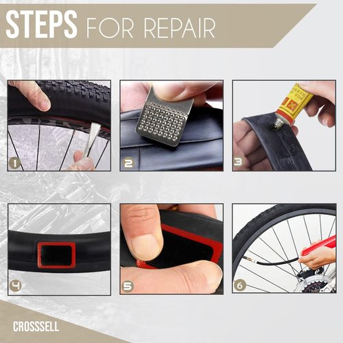 CROSSSELL Bike Repair Tool Kit with Saddle Bag – 16 in 1 Multifunction Bike Multitool, Tire Patch Kit, Tire Levers, – Waterproof Under Seat Bag for Road, Mountain & Hybrid Bikes