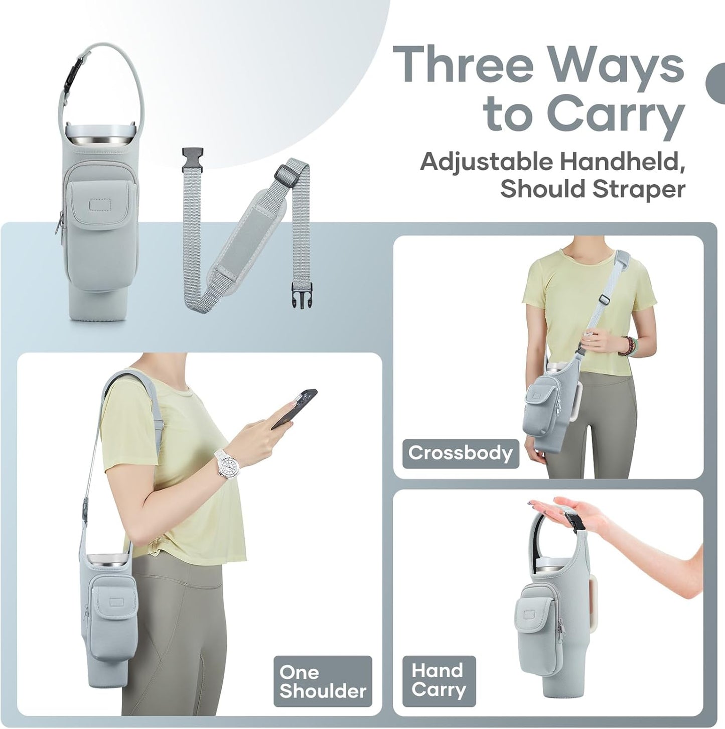 Insulated Neoprene Carrier Bag for Stanley 40/30oz Tumbler | Phone & Flap Pockets