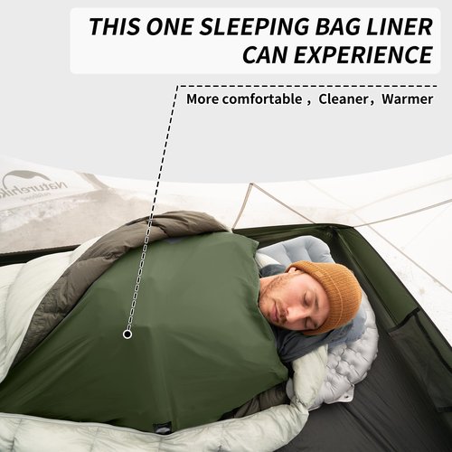 Naturehike 4.5oz Ultralight Washable Sleeping Bag Liner, Lightweight Adult Sleep Sack & Travel Sheets for Backpacking, Hotel, Camping, Hostels, ZY20 Green